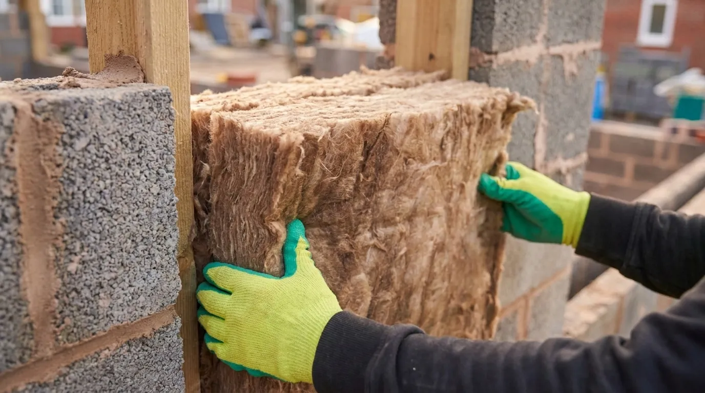 Insulation being fitted into a wall on a Midlands home